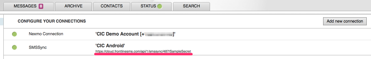 Sync URL screenshot